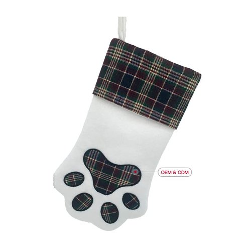 NEWYIFENG Pet Christmas Stocking wth Paw for Dogs Christmas Ornaments Gift Bag for Animal