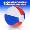 ArtCreativity 16" Patriotic Beach Balls for Kids (Pack of 12) Inflatable Summer Toys for Boys and Girls, Decorations for Hawaiian, July 4th Pool Party Favors