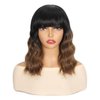 Apoze Short Wig With Bangs For Women,Synthetic Cosplay Bob Wigs,Curly Hair Wigs For Daily Party Use,Natural Looking Heat Resistant Shoulder Length Wig(Ombre Golden Brown)
