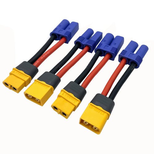 2 Pairs XT60 XT-60 XT60H Male Female Plug Connector to EC5 Male Female Plug Connector Adapter Cable with 12AWG Silicone Cord
