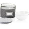 StackStorePlusMore China Storage Quilted Case for Dessert Plate, Bowls, Small Plate or Saucer - 8" W x 6" H - Gray - Includes 12 Felt Separators