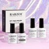 RARJSM Holographic Nail Polish Set, Black White Silver Rose Gold Gel Nail Polish, Holo Glitter Gel Polish, 4PCS 7.5ML Gel Nail UV LED Manicure Art Varnish Set