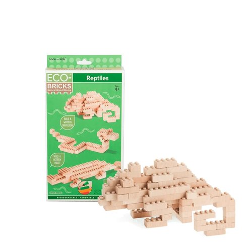 Eco-Bricks 3 in 1 Builds Reptiles - Earth-Friendly Kids Building Blocks - Create 3 Different Reptiles - Chameleon, Snake, Alligator
