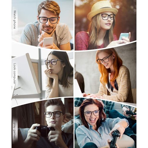 MEETSUN 3-Pack Blue Light Blocking Glasses, Anti Eye Strain Headache (Sleep Better), Computer Glasses UV400 Lens (Black + Brown Gradient + Clear)