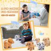 Halloscume 4 Pcs Puppy Stuffed Animal Interactive Electronic Plush Dog Animals Walking Barking and Wagging Tail Toys for Christmas Classroom Kids Birthday Gifts 7"