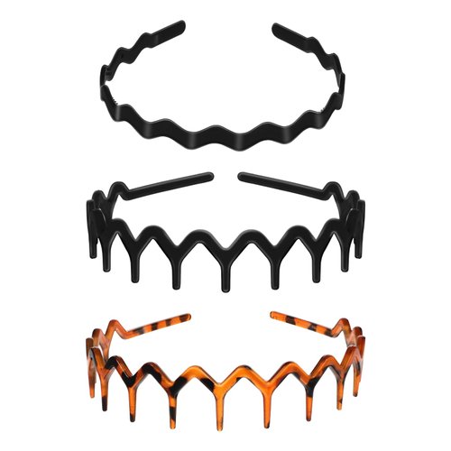 3 Pcs Zig Zag Headbands Shark Tooth Hair Comb Headband Wavy Shape Headband with Teeth Hair Band Hair Hoop Accessory Plastic Headbands for Women Men