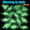 48Pcs Glow in Dark Mini Dinosaur Figures Birthday Party Favors Supplies Dino Cupcake Toppers Goodie Bags Stuffers Pinata Filler Classroom Prizes Treasure Toy Class Valentines Day Gifts Kid Boy Girl