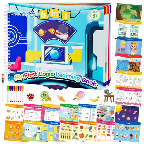 Ayyomo Preschool Busy Book for Kids 4 5 6 Year Old, Educational Toys for 4 Year Old, Preschool Learning Activities, Montessori Learning Toys for 4 Year Old, Toddlers Stocking Stuffers