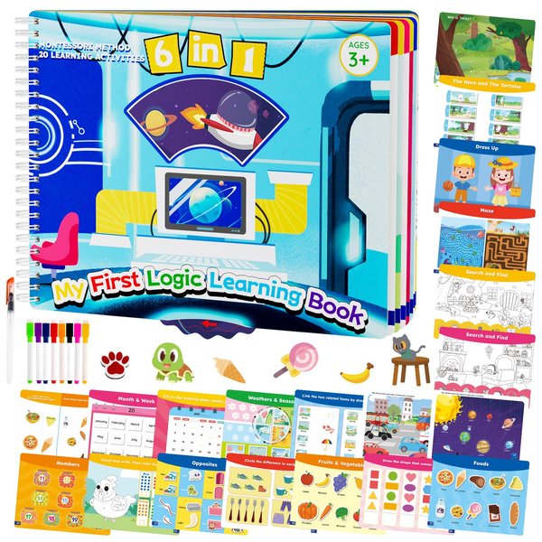Ayyomo Preschool Busy Book for Kids 4 5 6 Year Old, Educational Toys for 4 Year Old, Preschool Learning Activities, Montessori Learning Toys for 4 Year Old, Toddlers Stocking Stuffers