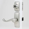 Ideal Security Door Lever with Keyed Deadbolt Lock for Storm and Screen Doors, Satin Nickel (4-Piece Set)