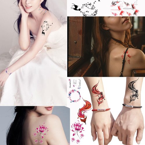 30 Sheets Small Temporary Tattoos for Women Girls Sexy Rose Fake Tattoo Stickers Waterproof Body Art Colored Finger Temp Tattoo Paper (Floral-30)