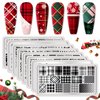 Born Pretty Nail Stamping Plates Set Plaid Flowers Leaves Lace Nail Art Image Plates Spring into Winter Stamp Templates Kit Image Manicuring DIY Printing Tools 8PCS