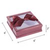 Hammont Clear Window Gift Boxes - 3 Pack - Multipurpose Bakery Boxes with Ribbon | Treat Boxes Perfect for Party Favors, Cookies and Cupcakes (Maroon, 6” x 6” x 2”)…