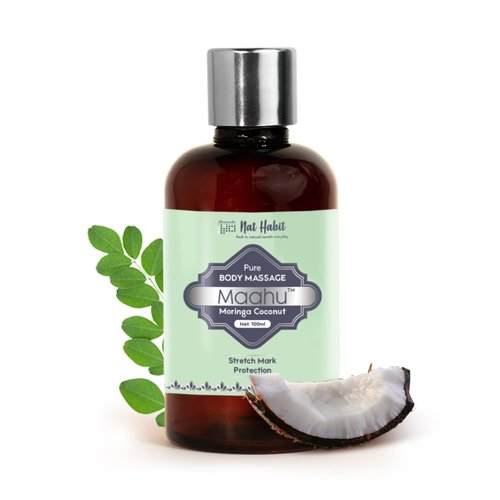 Nat Habit Pure Moringa Coconut Maahu, Ayurvedic Body Massage Oil, 100ml