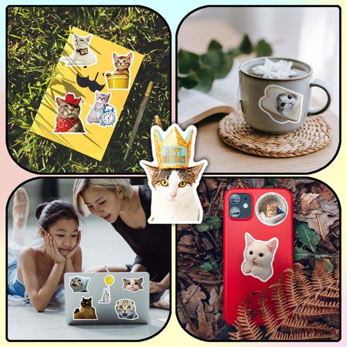 300 Pcs Funny Cat Stickers for Water Bottles| Kawaii Stickers Pack| Cute Cat Waterproof Stickers for Water Bottles Kindle Luggage Guitar Laptop| Vinyl Stickers for Kids Girls Teens Toddlers Adults