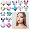 16 PCS Rainbow 3D Rhinestone Crystal Tattoo Sticker for Women Eyebrow drill Glitter Eyeliner Eyebrow Makeup Face Eyes Diamond Temporary Tattoo Festival Decorations Accessory