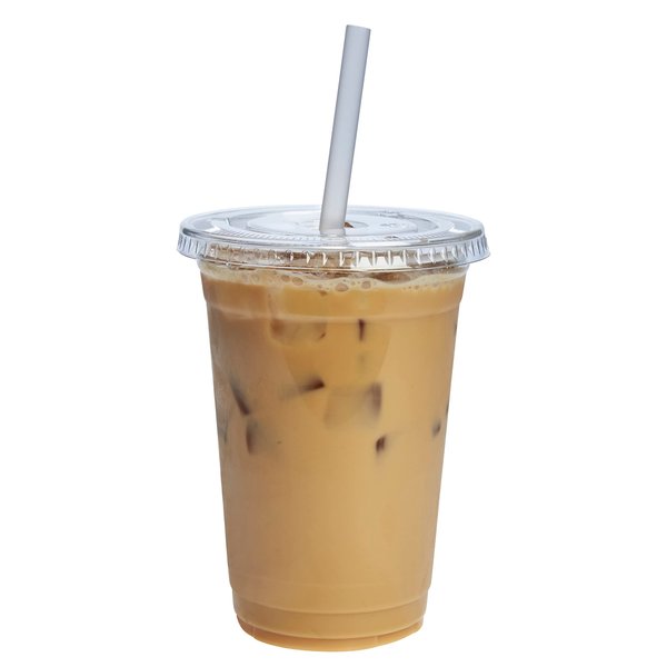 Comfy Package [20 oz. - 50 Count Clear Plastic Cups With Lids, Disposable Coffee Cups with Flat Lids - Ideal for Cold Beverages, Smoothies, and To-Go Drinks