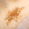Rumtock Champagne Rhinestones Beads Gold Hair Comb Side Headpiece for Wedding Brides Women Girls Handmade Hair Accessories (Champagne)