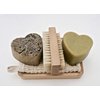Luxury Goat Milk Soap Valentines day Giftset- BOGUE Big Soap Hearts No.11 Gardener-Juniper Berry & Cornmeal to Remove Dirt & Smell No.8-Cedarwood, Lemongrass & Rosemary. Nail scrubber, cloth & tray