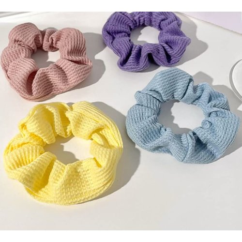 Aeyistry 4 Pcs Premium Satin Elastic Hair Bands Hair Scrunchies Hair Ties Grid Hair bands Ponytai...
