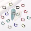 32PCS Kawaii Nail Art Charms Bling Kitty 3D Cute Metal Rhinestone Crystals Making Ornament Nail Decoration Accessories for DIY