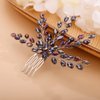 Chargances Rhinestone Bridal Wedding Hair Comb Purple Flower Bridal Side Comb Beaded Crystal Hair Vine Pieces Handmade Hair Accessories for Women and Girls (Purple)