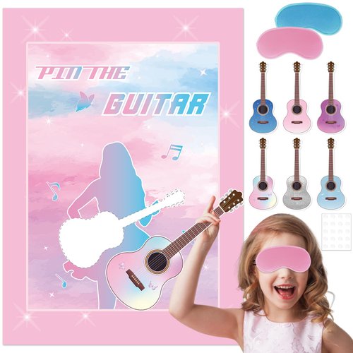 28PCS Popular Singer Party Decorations Pin The Guitar on The Music Super Star Party Game Singer P...