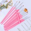 AIBEE 20pcs Nail Art Design Tools, 15pcs Nail Art Brushes Kit with 5pcs Nail Dotting Pens, PINK (pink)