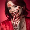 Halloween Temporary Horror Scary Mouth Zombie Skull Red Tattoo Stickers Women Adults Makeup Face Art Decorations Accessories Day of The Dead Party Props 10 sheets