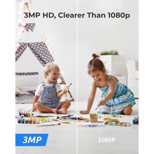 REOLINK Home Security Camera System, 3MP HD Plug-in Indoor WiFi Pan Tilt Pet Camera, Baby Monitor, Night Vision, 2 Way Audio, Smart Human/Pet Detection, Local microSD Card Storage, E1(2 Pack)