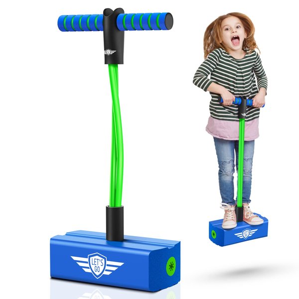 Toys for 3-12 Year Old Boys Girls, Foam Pogo Jumper for Kids Outdoor Toys Gifts for 3-12 Year Old Boys Pogo Stick for Kids Age 7 and Up Xmas Birthday Party Gifts Stocking Stuffers（Green Blue）