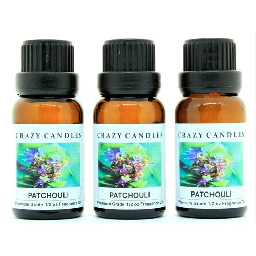 Crazy Candles Patchouli 3 Bottles 1/2 FL Oz Each (15ml) Premium Grade Scented Fragrance Oil