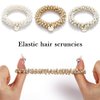 Fashey Pearl Hair Ties Elastic Ponytail Holder Beaded Hair Scrunchies Set Pearls Hair Bands Hair Accessories for Women and Girls(Pack of 3)
