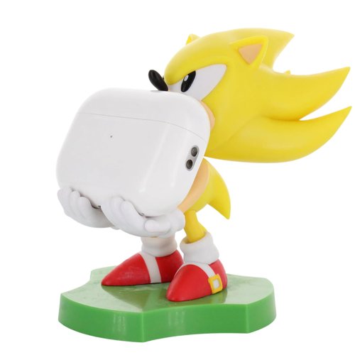 Exquisite Gaming: Holdems: SEGA - Super Sonic - Earbud & Phone Holder, Cable Guys Stand, Mini Collectibles with a Twist, Classic Sonic, Licensed Figure