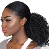 Human Hair Wrap Drawstring Ponytail Water Wave 1B Black Corn Wave Ponytail Extension Natural Curl for Black Women (16", 1B, Natural Wave)