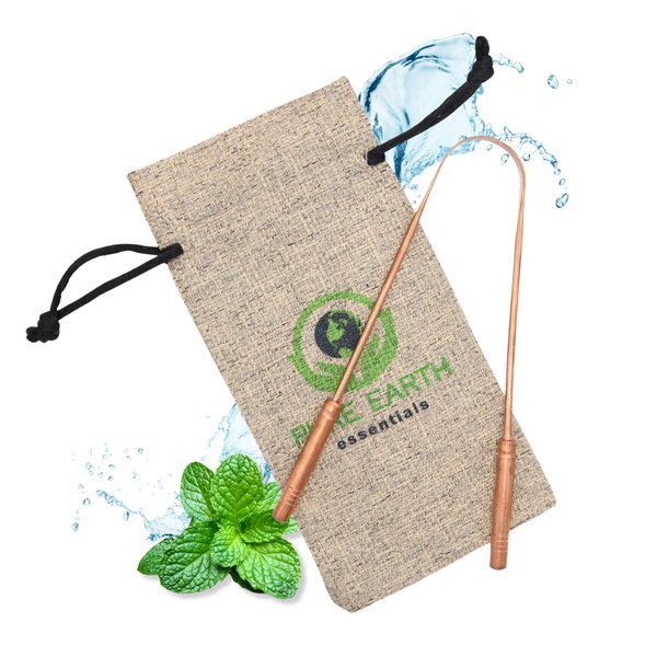 Copper Tongue Scraper for Adults - Oral Care Natural Tongue Cleaner for Fresher Breath - Copper Tongue Scraper Ayurvedic with Case by PURE EARTH essentials (1 Piece/Pack)