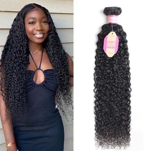 Curly Single Bundles Human Hair Brazilian Raw Virgin Hair Jerry Curly Wave One Weave Bundle 12A Grade Unprocessed Human Hair Extensions Natural Black 1 Bundle 26 inch 100g/pc