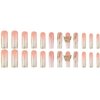 RTKHFZE Press on Nalis Long Coffin Nails Press ons Square Fake Nails Nude Gradient Acrylic False Nails with Metal 3D Butterfly Designs and Gold Glitter Artificial Nails Stick on Nails for Women 24Pcs