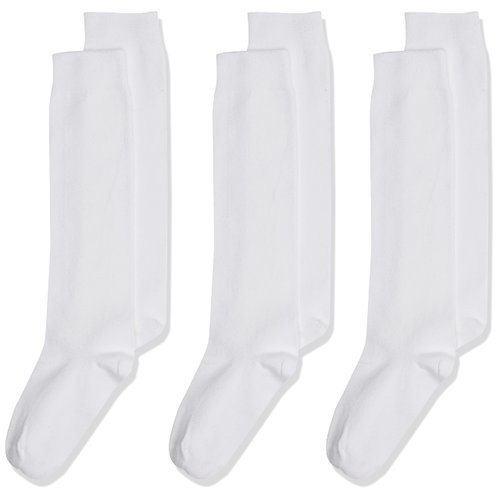 Jefferies Socks Girls 7-16 School Uniform Knee High 3 Pair Pack, White, Medium (BBMP3879)