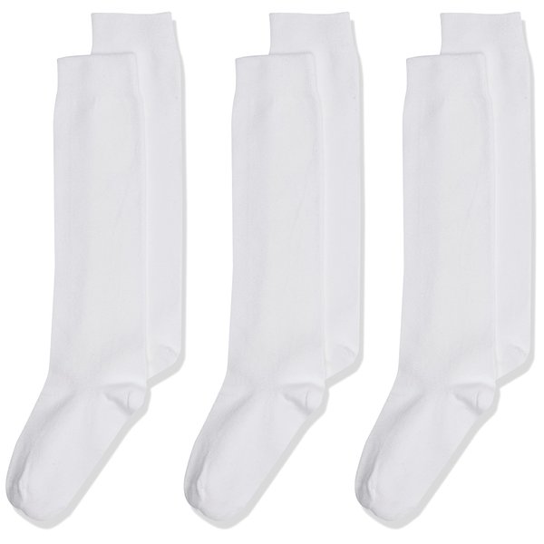 Jefferies Socks Girls 7-16 School Uniform Knee High 3 Pair Pack, White, Medium (BBMP3879)