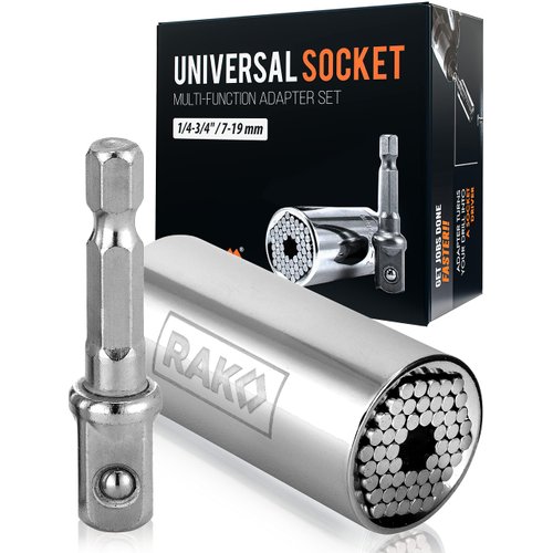 RAK Universal Socket Tool Stocking Stuffer Gifts for Men - Super Socket Gifts for Him - Adjustable Grip Socket Adapter Set for Husband, Mechanic, Handyman, Tools for Men - Christmas Gifts