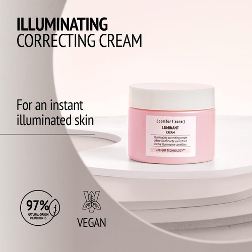 Comfort Zone] Luminant Face Cream, Instant Illuminating & Correcting Cream to Even Skin Tone, Vegan with Natural-Origin Ingredients, 3-Bright Technology, for all Skin Types & Tones, 2.03 Oz.