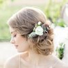Fangsen Silver Wedding White Flower Hair Comb Boho Floral Hair accessory for Women and Girls