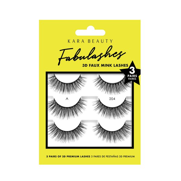 KARA BEAUTY FABULASHES 3 IDENTICAL PAIRS Multi-pack 3D Faux Mink False Eyelashes - Style KA3204