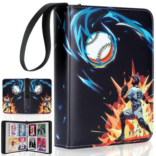 Baseball Card Binder, Trading Card Binder with 50 Removable Sleeves Fits 400 Cards, Baseball Card Holder for Cards Display and Organizer, Card Collection Binder Album Book Case