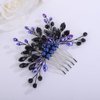 Teyglen Bridal Crystal Hair Comb Black Rhinestone Pearl Wedding Hair Comb Hair Accessories for Bride Wedding Headpiece Boho Crystal Hair Piece for Women Girls (Black 2)