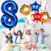 Baseball Balloons 8th Birthday Decorations for Boys, Baseball Party Decorations Baseball Sports Theme Party Supplies, 40 inch Foil Number Balloons Number 8 Balloon Blue Red White Sports Balloon Kits