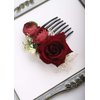 Kercisbeauty Red Rose Burgundy Hair Comb for Brides Wedding Bridal Vintage Headband Burgundy Floral Comb Festival Headpiece Women Girls Party