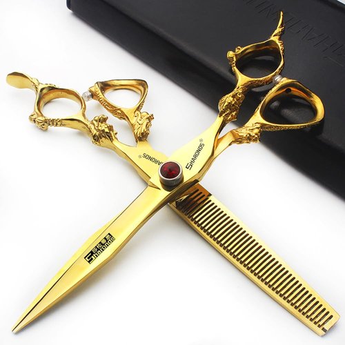 6/7/7.5/8/9-inch professional hair clipper set, stainless steel sharp hair clippers, hairdresser specific scissors (7 in-2pc-B)