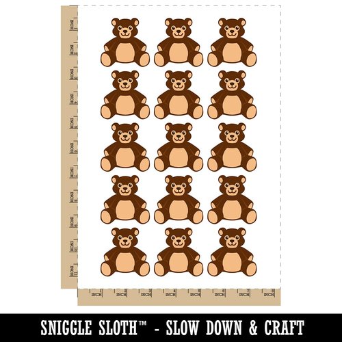 Teddy Bear Stuffed Animal Toy Temporary Tattoo Water Resistant Fake Body Art Set Collection - 15 2" Tattoos (1 Sheet)